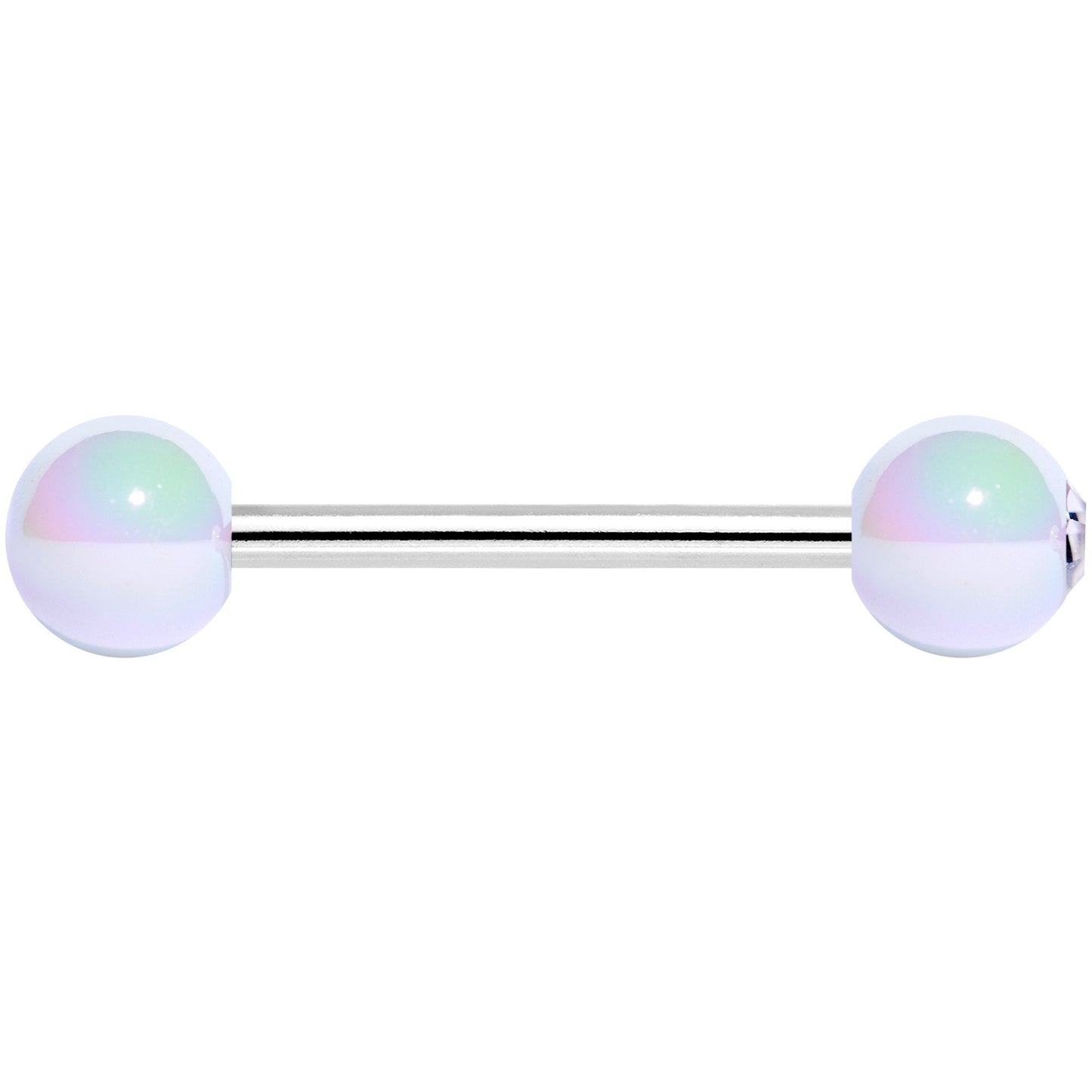 Clear Gem White Pink Pearlescent Barbell Tongue Ring