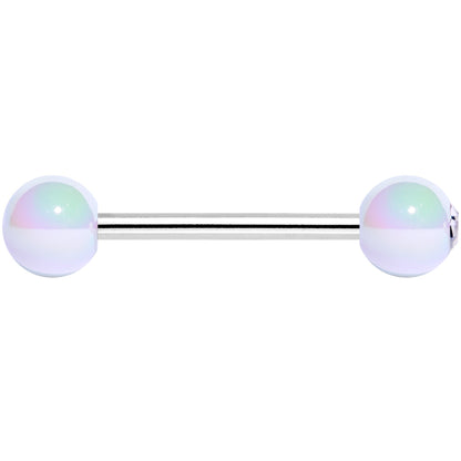 Clear Gem White Pink Pearlescent Barbell Tongue Ring