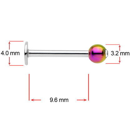 16G 3/8 Clear Gem Rainbow Pearlescent Labret Monroe Tragus