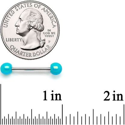 14G 9/16 Teal Pearlescent Acrylic Barbell Nipple Ring Set