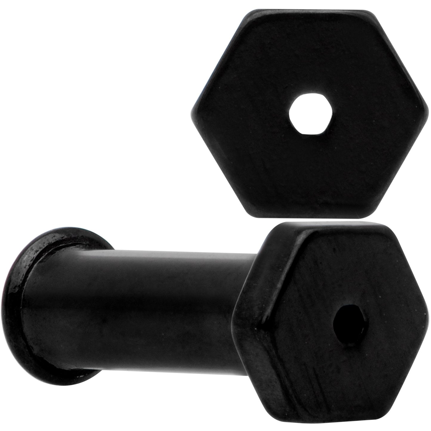 Black Geometric Hexagon Double Flare Tunnel Plug Set 3mm to 25mm