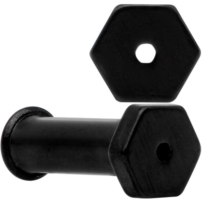 Black Geometric Hexagon Double Flare Tunnel Plug Set 3mm to 25mm