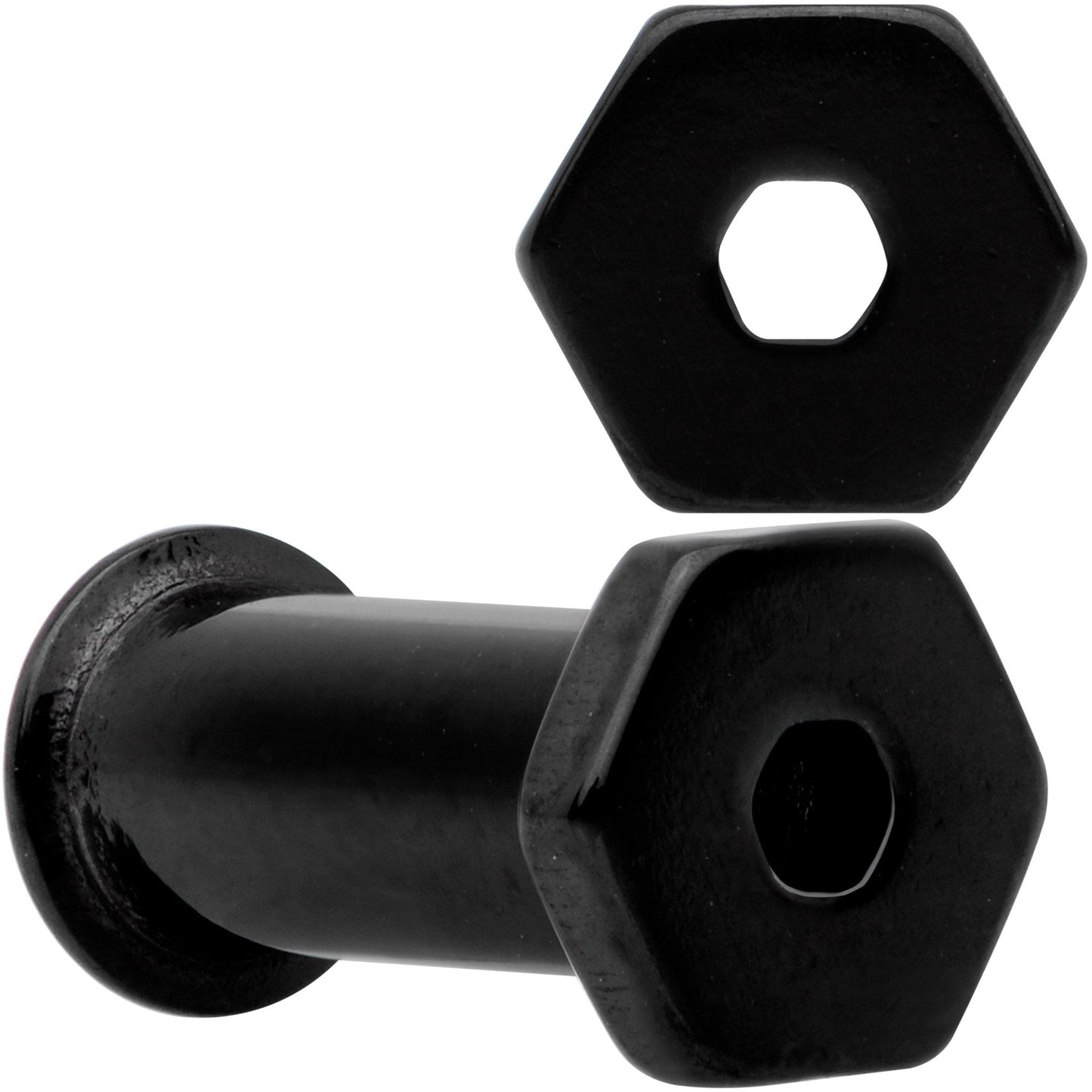 Black Geometric Hexagon Double Flare Tunnel Plug Set 3mm to 25mm