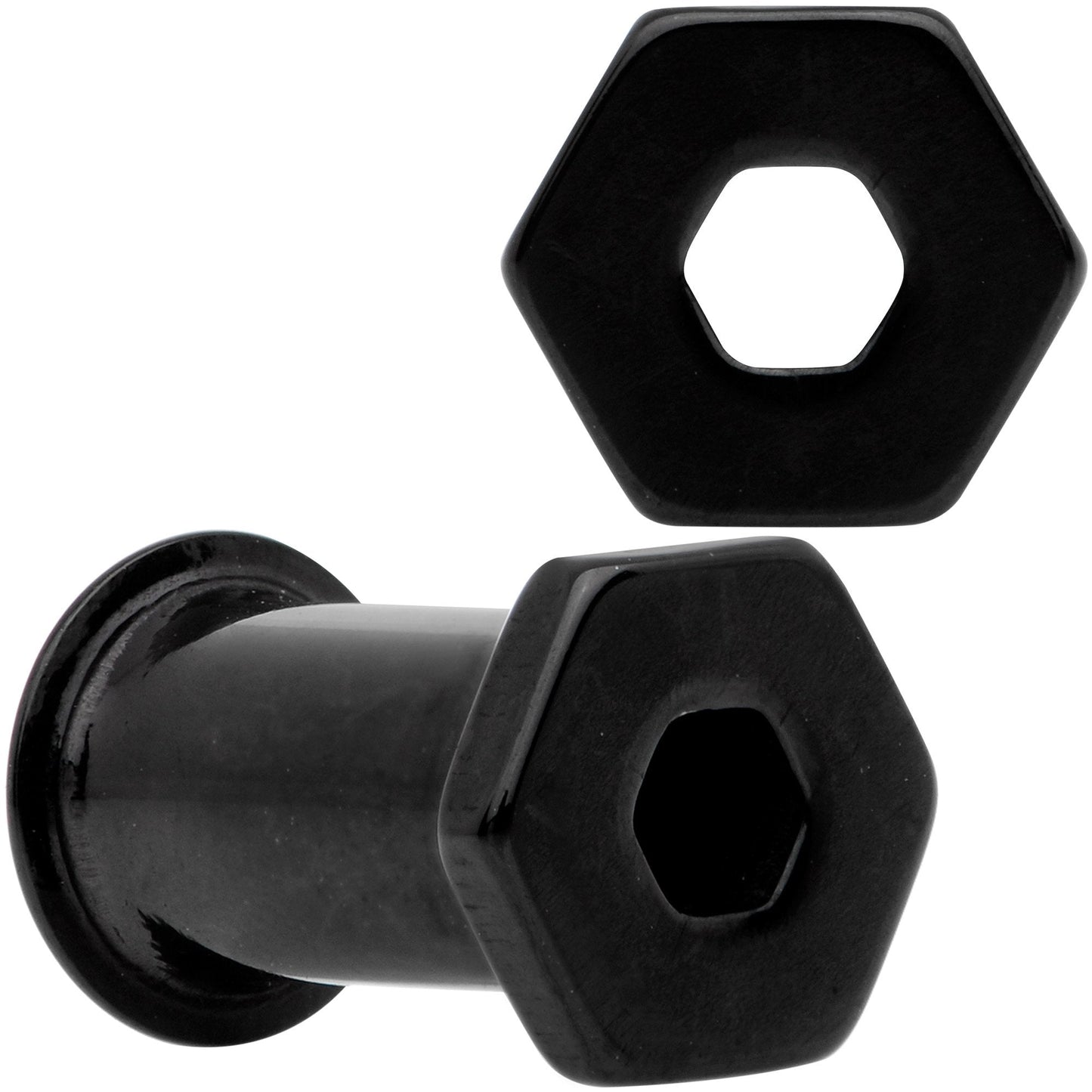 Black Geometric Hexagon Double Flare Tunnel Plug Set 3mm to 25mm