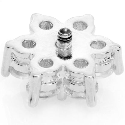 14G Clear Cubic Zirconia Gem Flower Dermal Anchor Top
