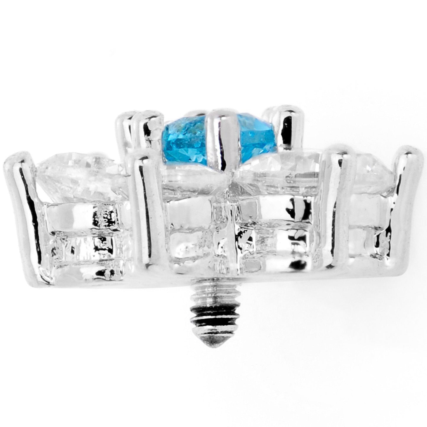 14G Clear Aqua Cubic Zirconia Gem Flower Dermal Anchor Top