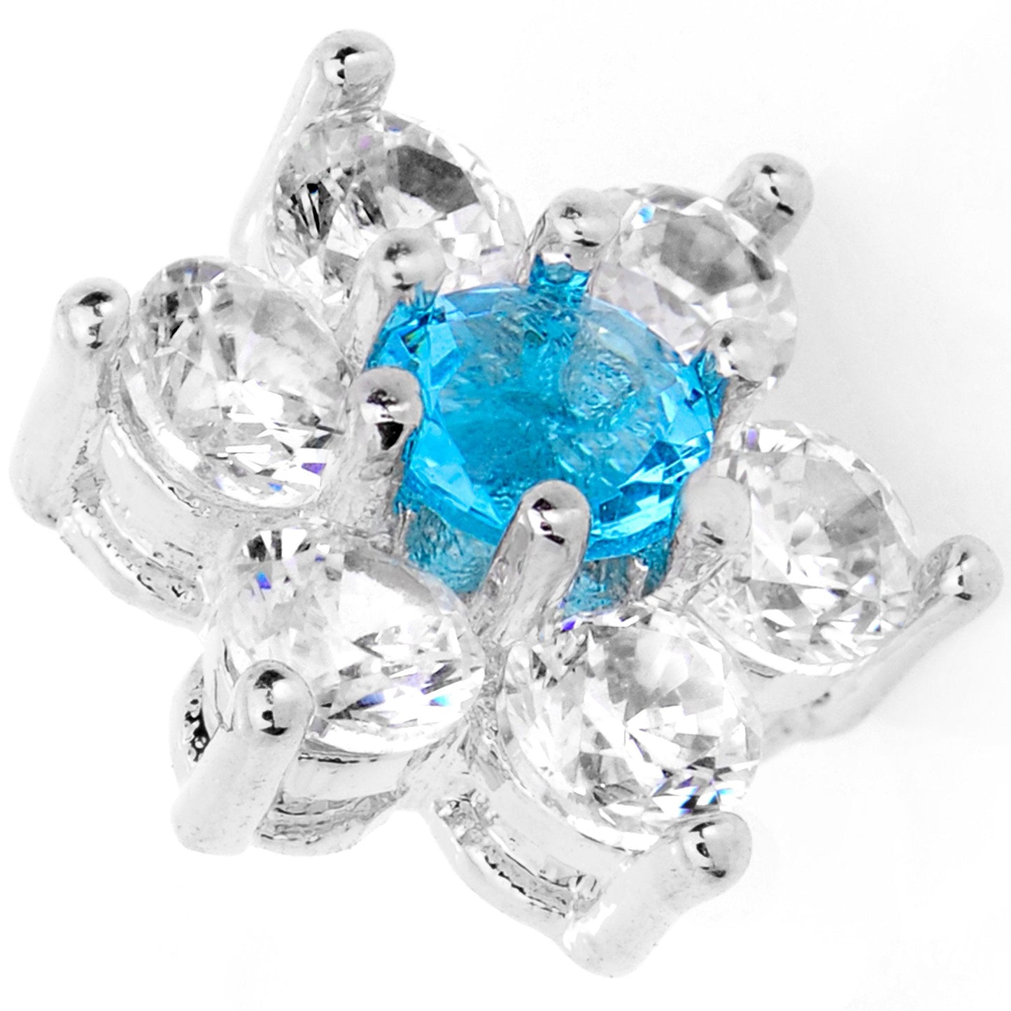 14G Clear Aqua Cubic Zirconia Gem Flower Dermal Anchor Top