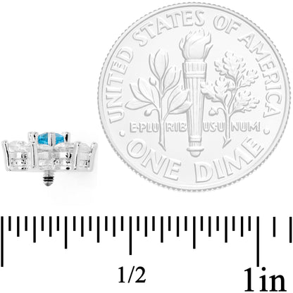 14G Clear Aqua Cubic Zirconia Gem Flower Dermal Anchor Top