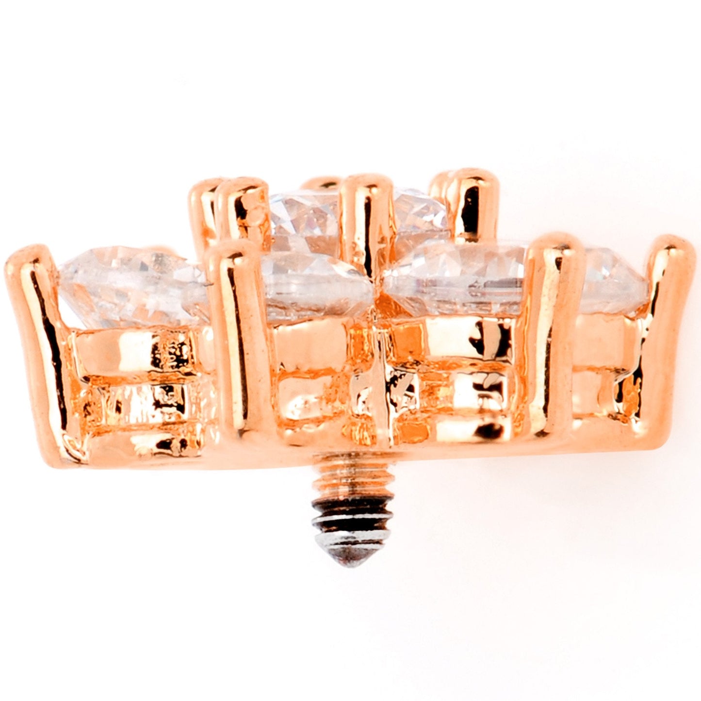 14G Clear CZ Gem Rose Gold Tone Flower Dermal Anchor Top