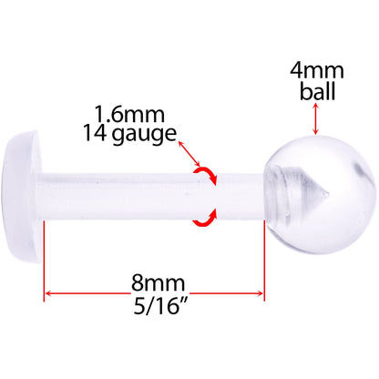 14G 5/16 Clear Flexible Bioplast Labret Monroe Retainer