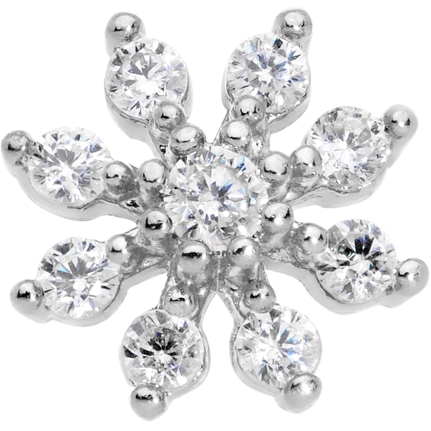20G 1/4 Clear CZ Gem Flower L Shaped Nose Ring