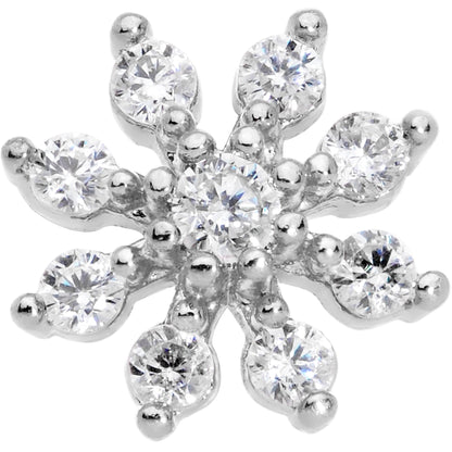 20G 1/4 Clear CZ Gem Flower L Shaped Nose Ring