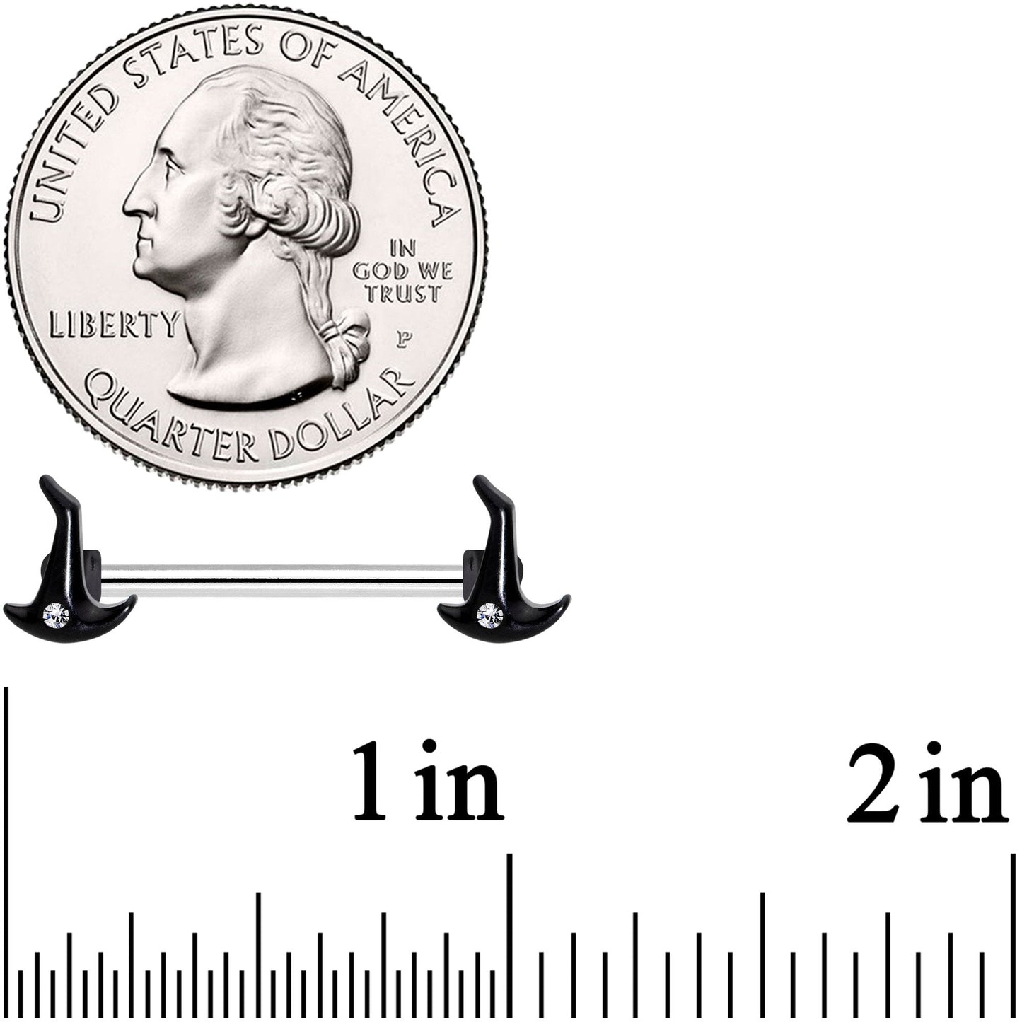 14G 9/16 Clear Gem Witch Hat Barbell Nipple Ring Set