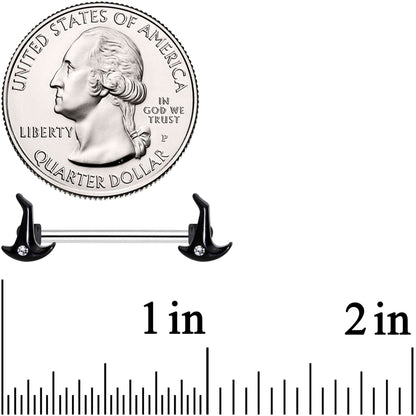 14G 9/16 Clear Gem Witch Hat Barbell Nipple Ring Set