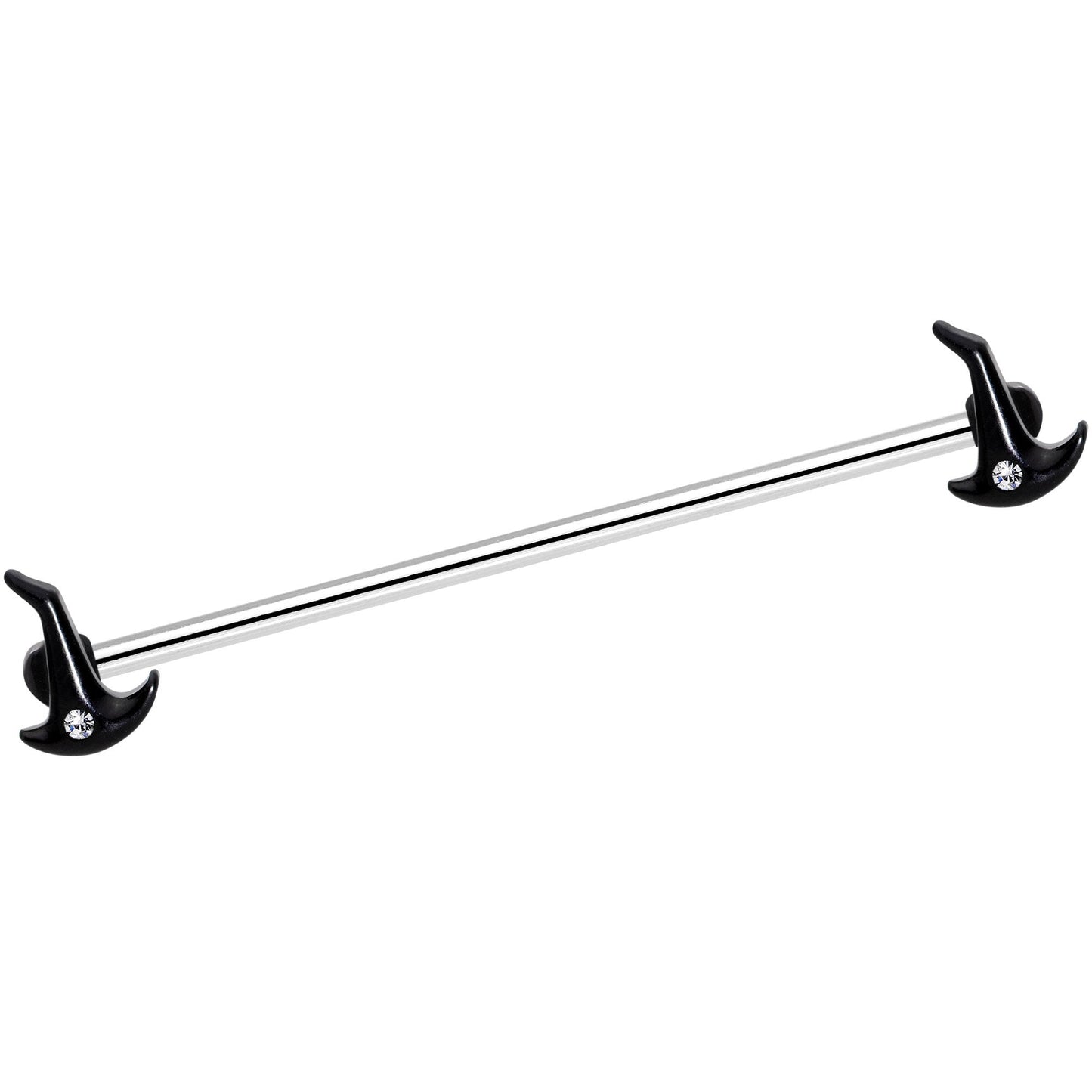 14G Clear Gem Black Halloween Witch Hat Industrial Barbell 38mm