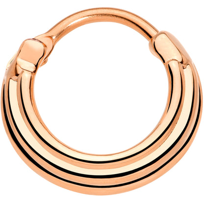 16G 3/8 Rose Gold Tone Delicate Grooves Hinged Septum Ring