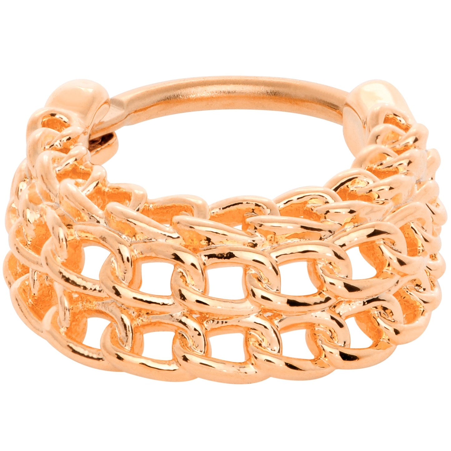 16G 3/8 Rose Gold Tone Triple Chain Hinged Septum Ring