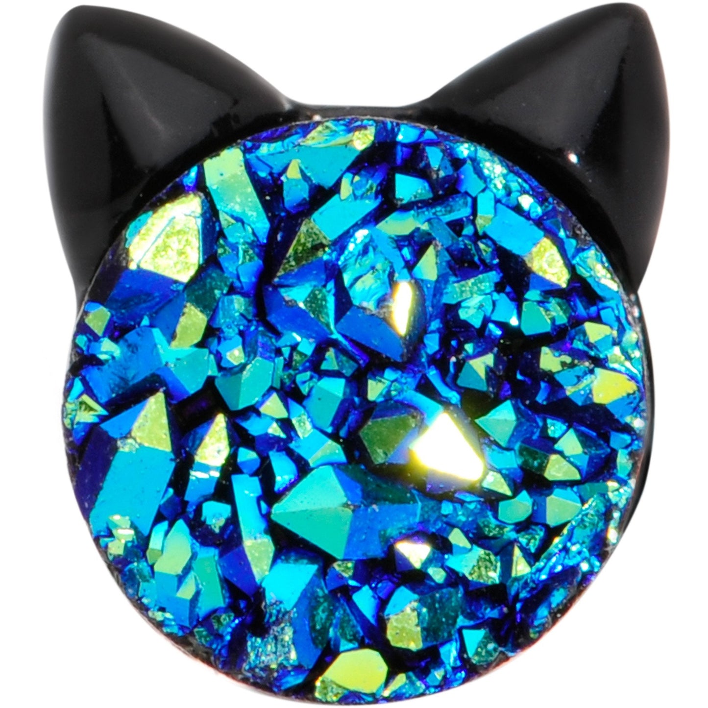 16G 1/4 Blue Faux Druzy Itty Bitty Kitty Cat Cartilage Tragus Earring