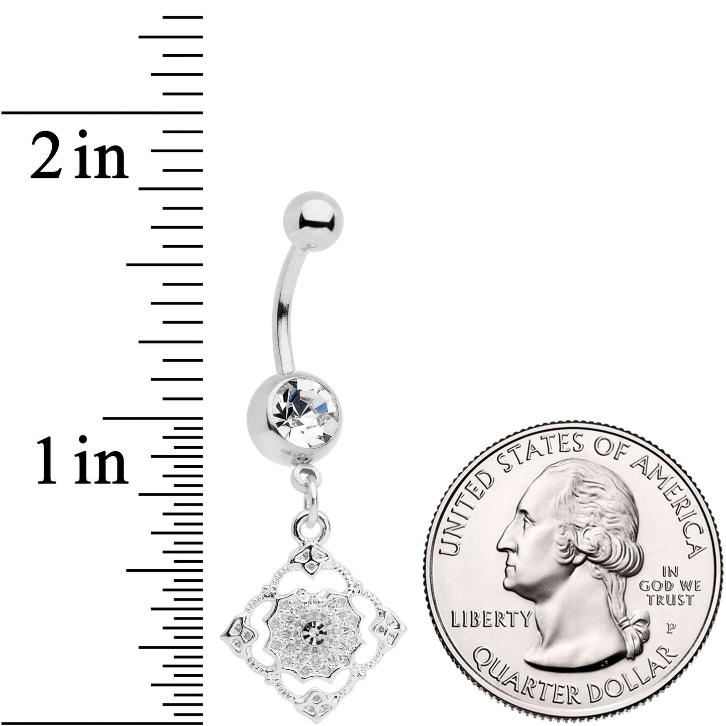 Clear Gem Art Deco Antique Style Elegance Dangle Belly Ring