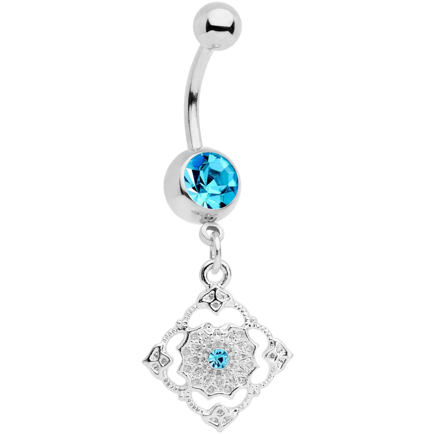 Blue Gem Art Deco Antique Style Elegance Dangle Belly Ring