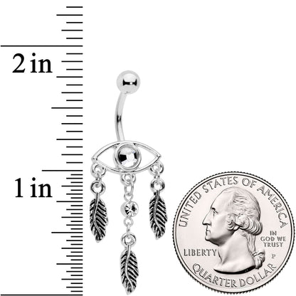 Clear Gem Vision of Feathers Dangle Belly Ring