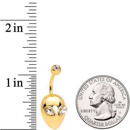 Clear Gem Gold Tone Alien Invader Belly Ring
