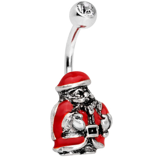 Clear Gem Christmastime Little Santa Claus Belly Ring
