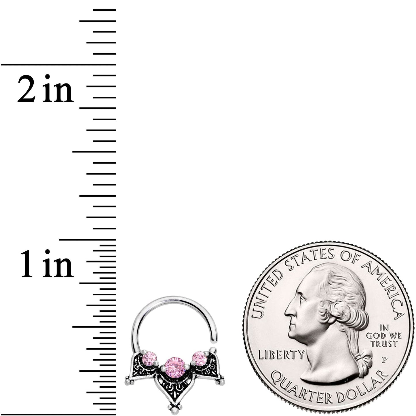 16G 3/8 Pink Gem Triangle Triad Seamless Circular Ring