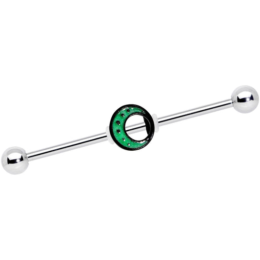 14G Glow in the Dark Crescent Moon Industrial Barbell 38mm