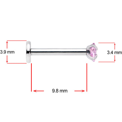 16G 3/8 Pink Aurora Blue CZ Gem Labret Tragus Set of 3