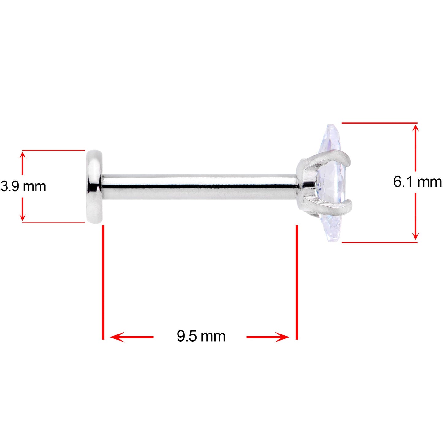16G 3/8 Multicolor CZ Oval Gem Cats Eye Labret Set of 3