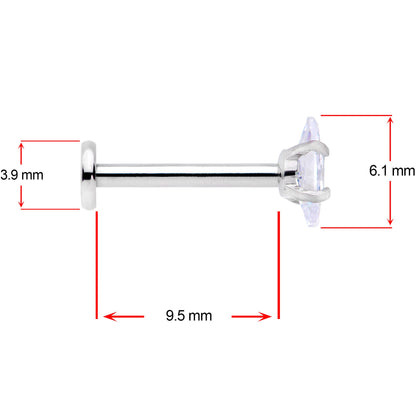 16G 3/8 Multicolor CZ Oval Gem Cats Eye Labret Set of 3