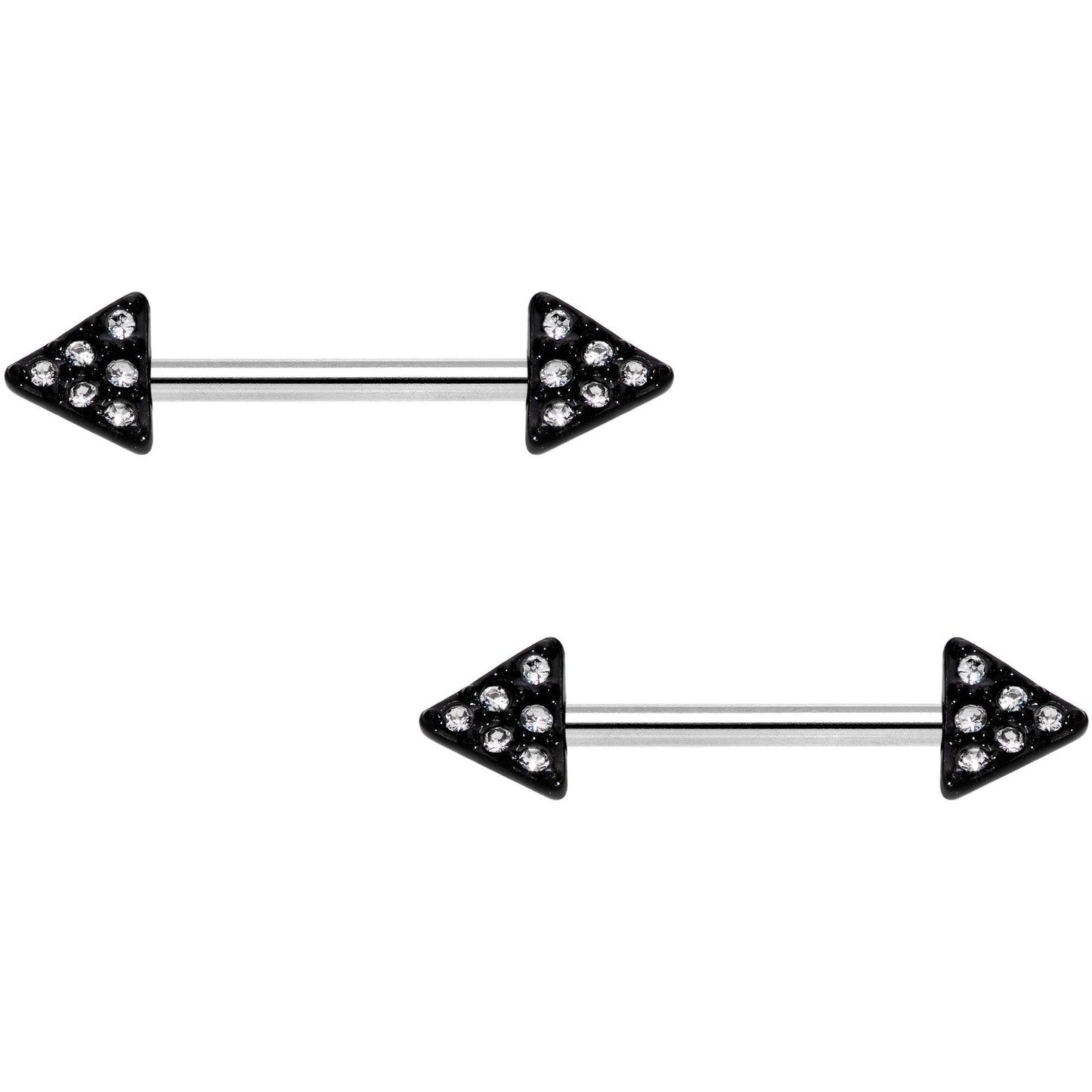 14G 9/16 Clear Gem Triangle End Barbell Nipple Ring Set of 4
