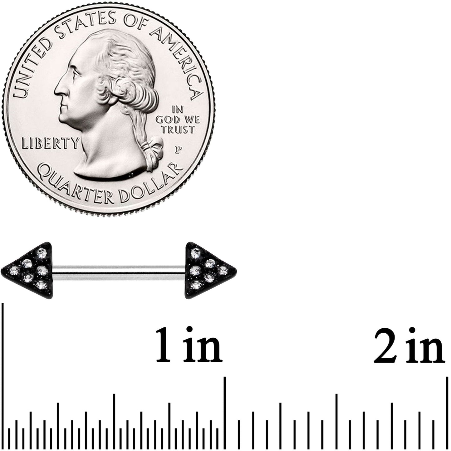 14G 9/16 Clear Gem Triangle End Barbell Nipple Ring Set of 4