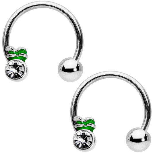 14G 9/16 Clear Gem Pineapple Hoseshoe Nipple Ring Set