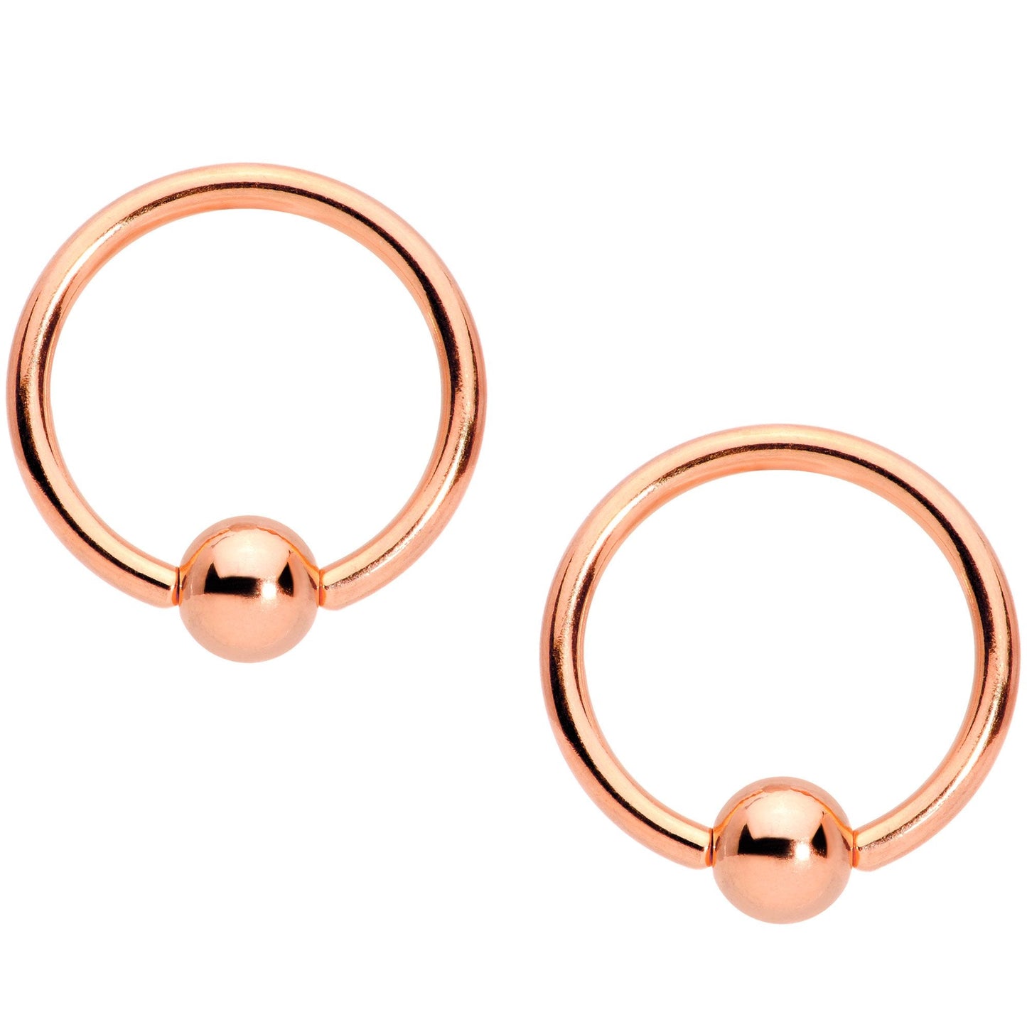 14G Red Gem Rose Gold Tone Holly Captive Barbell Nipple Ring Set