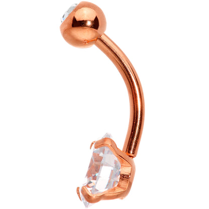 Clear Gem Rose Gold Tone Large and Small Gem Belly Ring