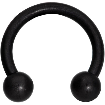 14G 3/8 Matte Black Horseshoe Circular Barbell