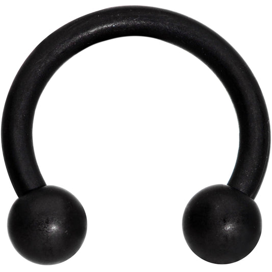 14G 3/8 Matte Black Horseshoe Circular Barbell