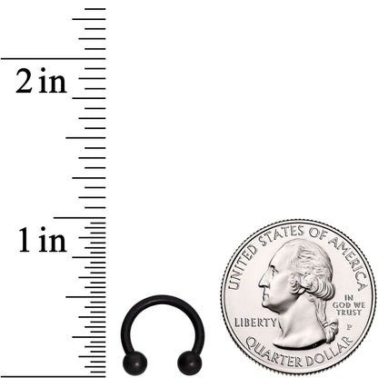 14G 3/8 Matte Black Horseshoe Circular Barbell