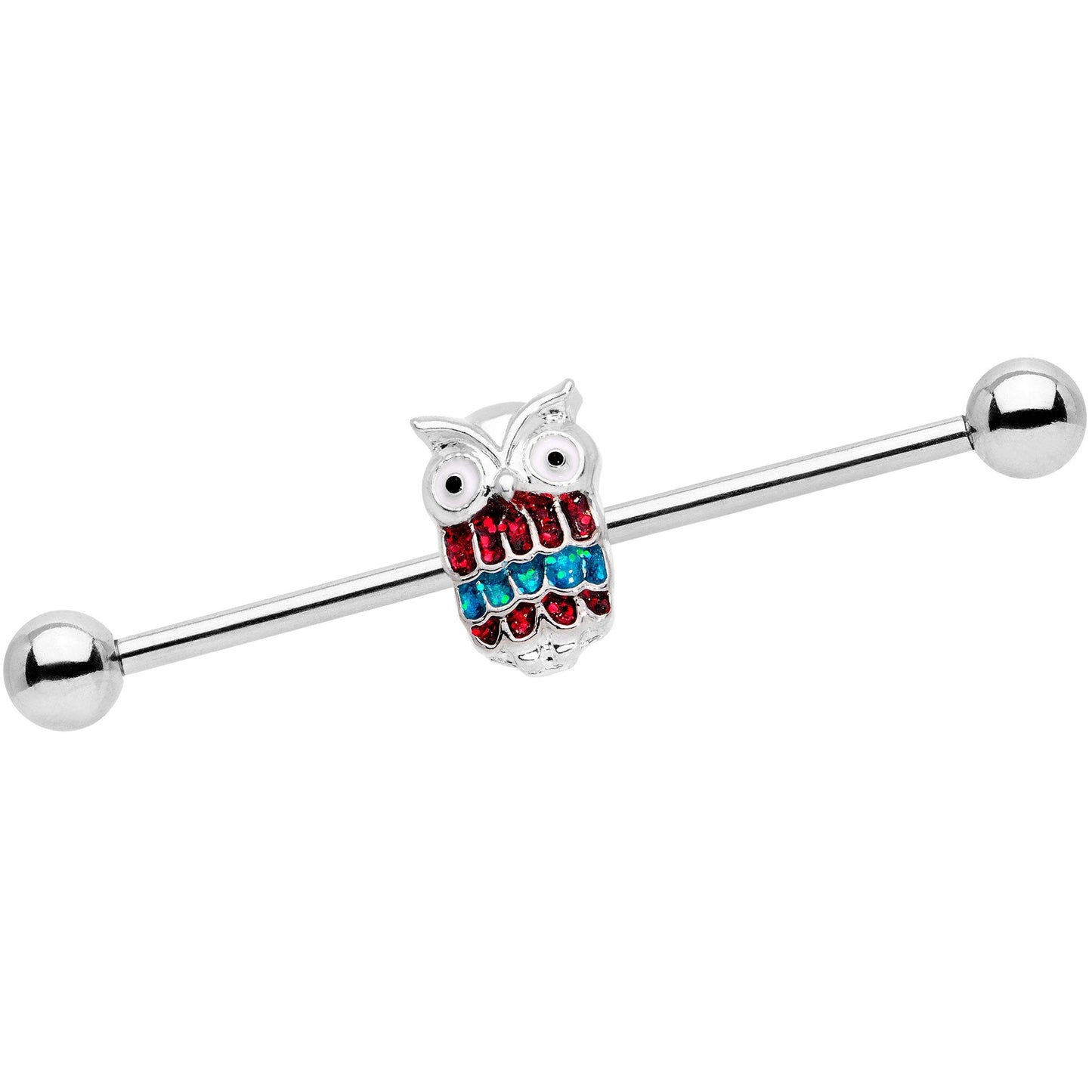 14G Happy Holiday Hoot Owl Industrial Barbell 38mm