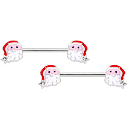 14G 9/16 Santa Captive Barbell Nipple Ring Set of 4