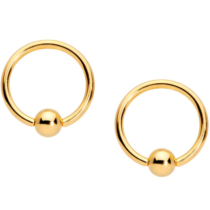 14G 1/2 Gold Tone Santa Captive Barbell Nipple Ring Set of 4