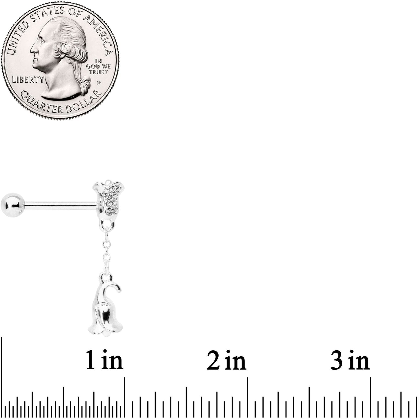 14G 9/16 Flowers Barbell Nipple Ring Set of 4