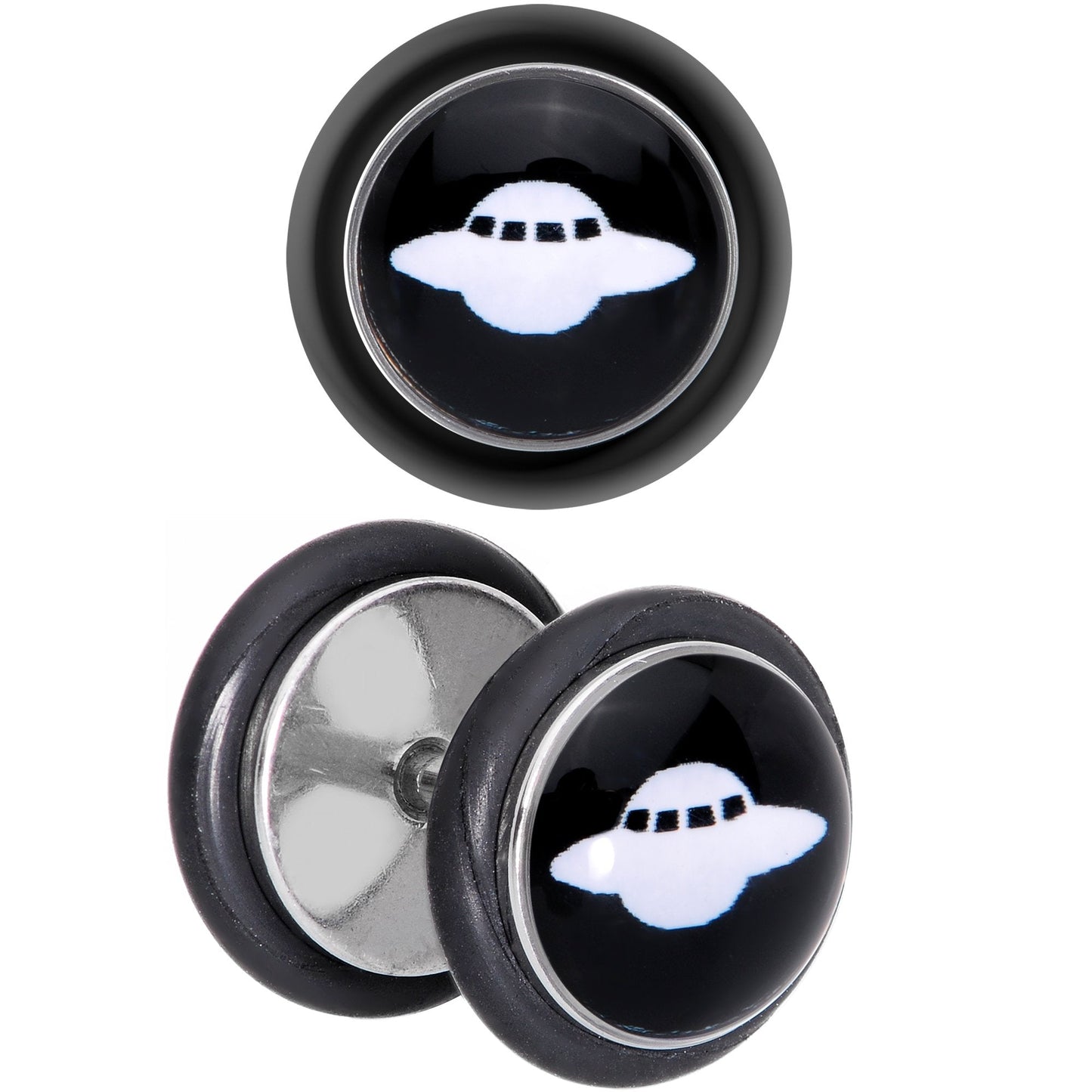 Black White Spaceship UFO Cheater Plug