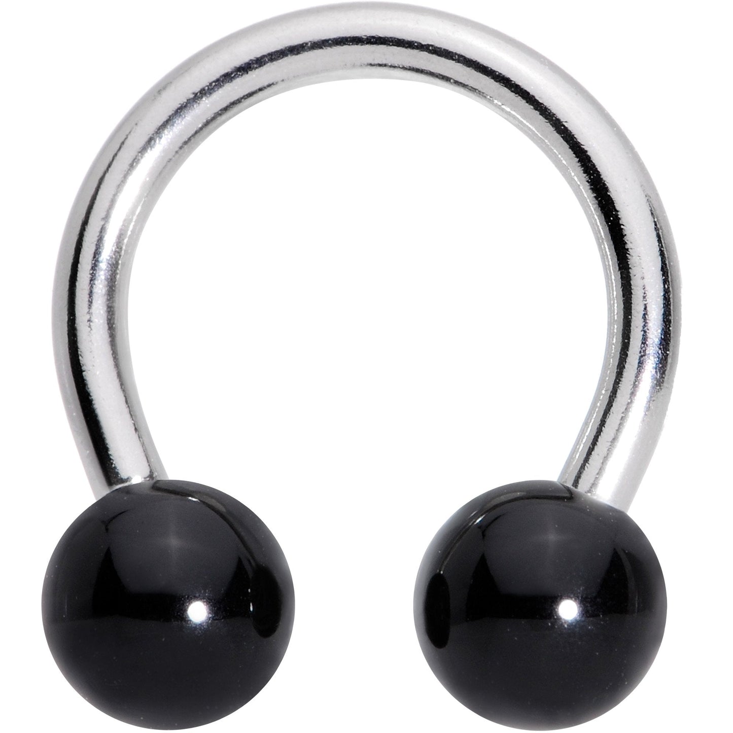 14G 3/8 Black Acrylic Ball Horseshoe Circular Barbell