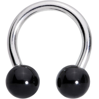 14G 3/8 Black Acrylic Ball Horseshoe Circular Barbell