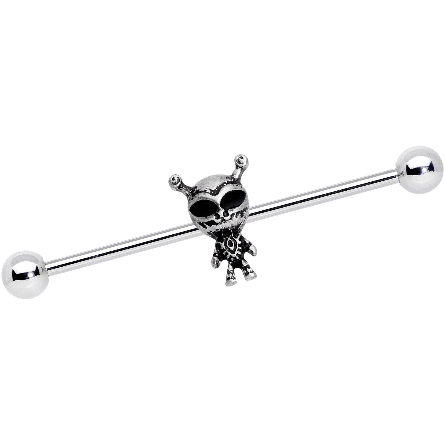 14G Sweet Black Eyed Alien Industrial Barbell 38mm