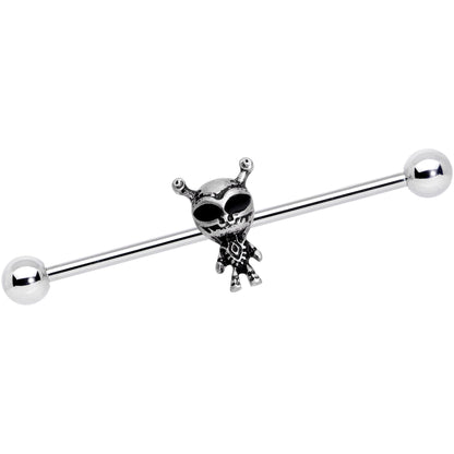 14G Sweet Black Eyed Alien Industrial Barbell 38mm