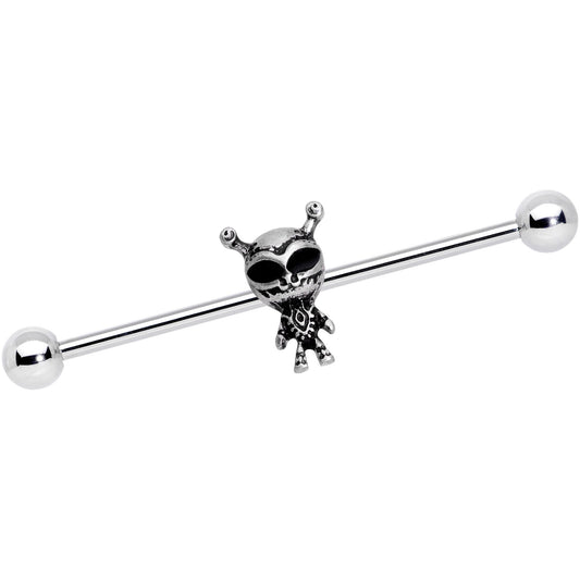 14G Sweet Black Eyed Alien Industrial Barbell 38mm